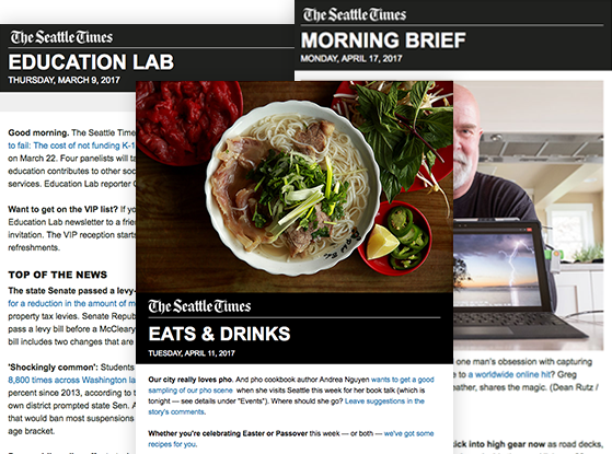 Education Lab, Morning Brief, and Eats and Drinks newsletters
