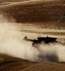 harvesting wheat in the palouse